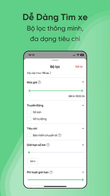 Dễ dàng tìm xe cho thuê