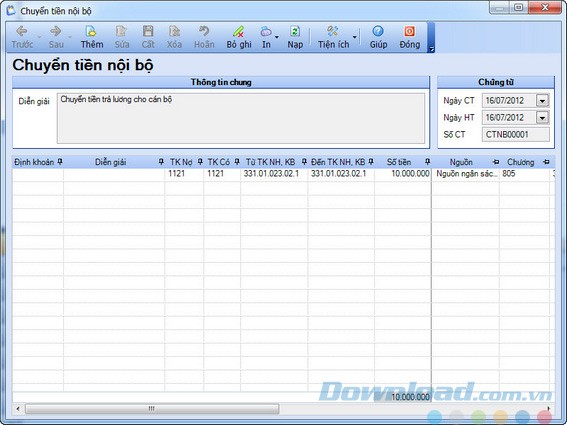 Phiếu chuyển tiền nội bộ