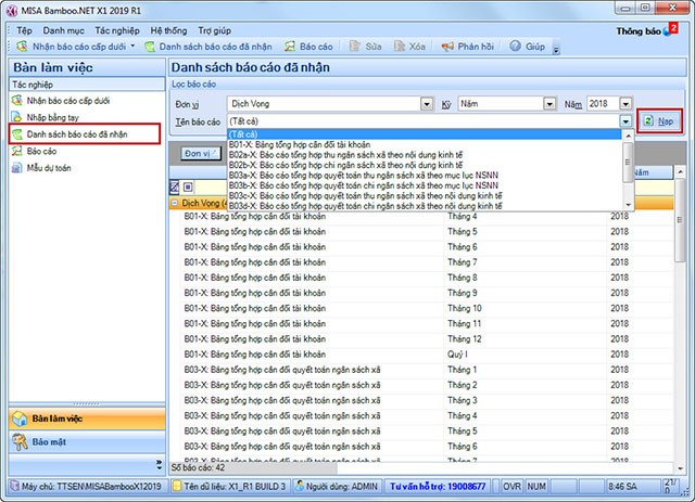 MISA Bamboo.NET X1 2019 cung cấp đầy đủ các báo cáo tài chính