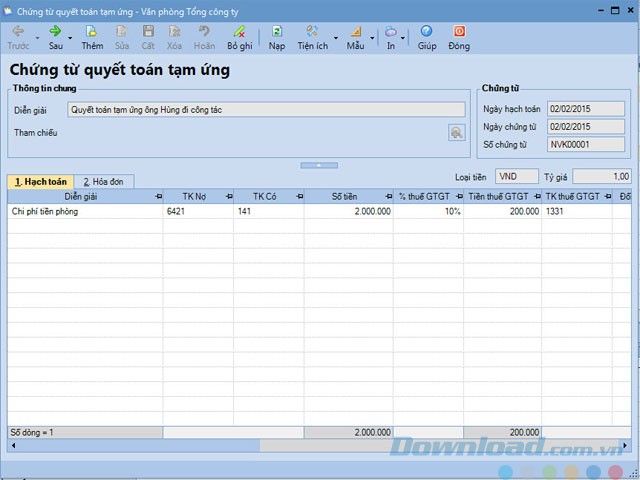 Chứng từ quyết toán tạm ứng