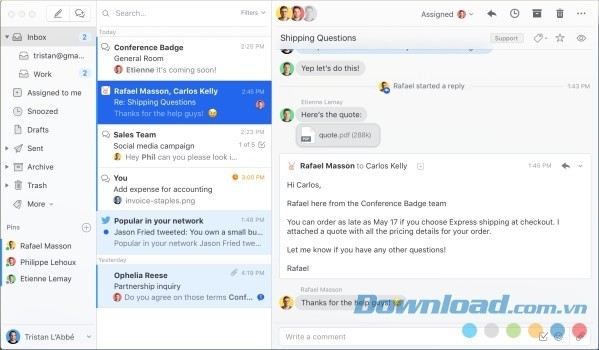Giao diện khoa học của Missive cho Mac