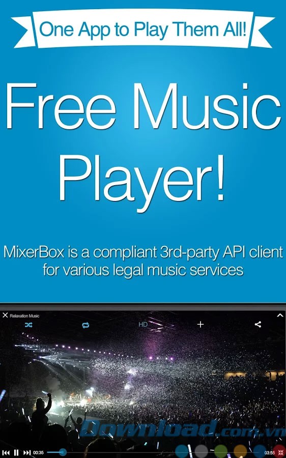 Ứng dụng nghe nhạc từ nhiều dịch vụ MixerBox