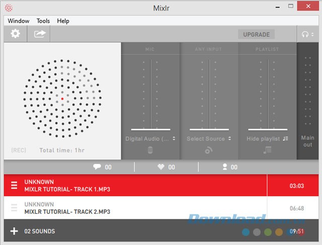Giao diện ứng dụng Mixlr
