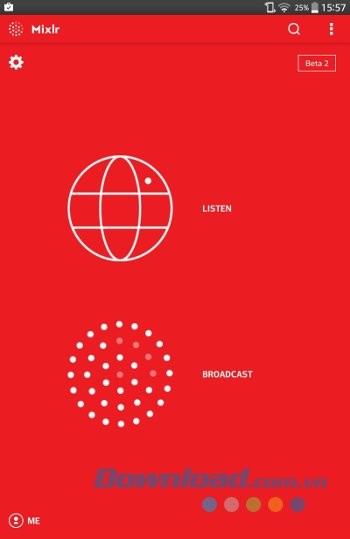 Giao diện ứng dụng Mixlr