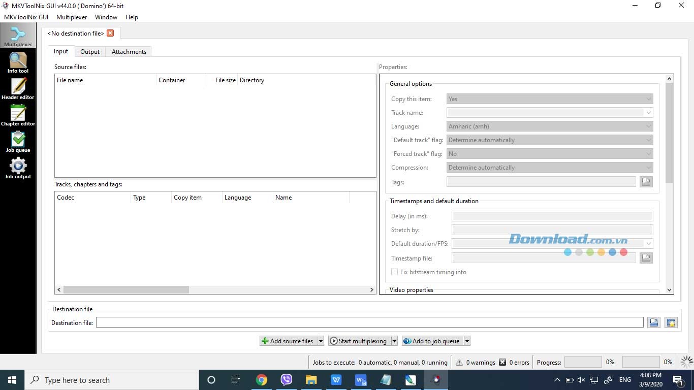 Giao diện MKVToolnix thoáng mắt và dễ điều hướng