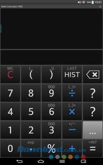 Giao diện ứng dụng Mobi Calculator FREE