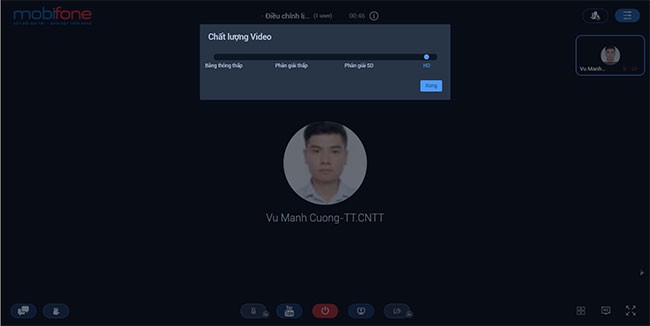 Giao diện họp trực tuyến trên MobiFone Meeting