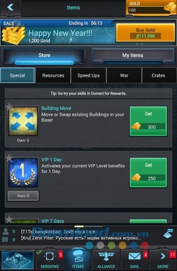 Hệ thống item trong game Mobile Strike