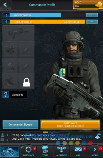 Commander trong game Mobile Strike