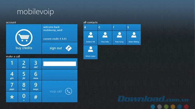Giao diện ứng dụng MobileVoIP