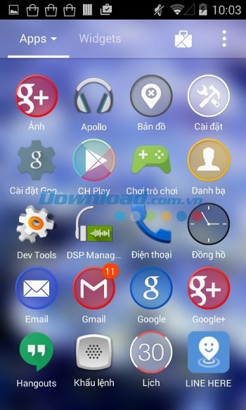 LINE Launcher hỗ trợ màn hình ứng dụng trong suốt