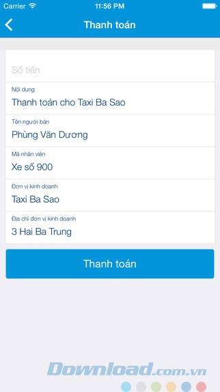 Giao diện thanh toán