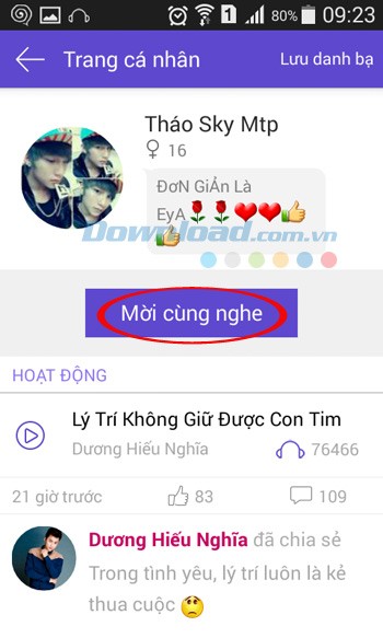 Mời người lạ cùng nghe nhạc với mình