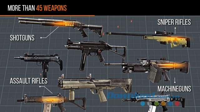 Lựa chọn từ hơn 45 loại vũ khí khác nhau trong game