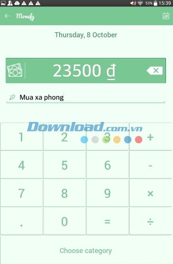 Ghi lại các khoản chi tiêu trên Monefy cho Android