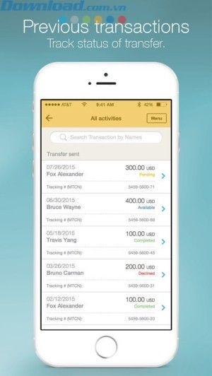 Theo dõi việc chuyển tiền trên điện thoại