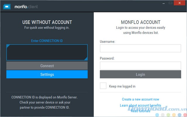 Đăng nhập tài khoản để kết nối máy tính
