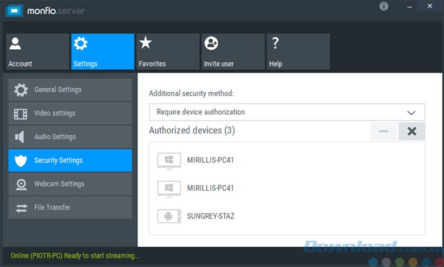Cài đặt bảo mật trên Monflo
