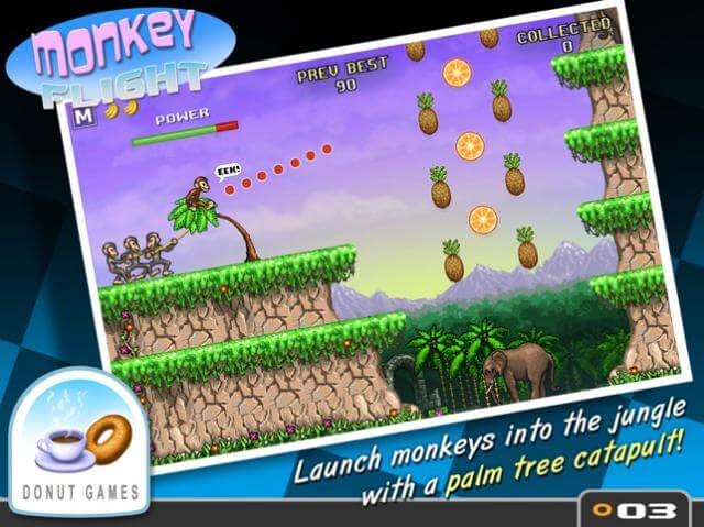 Phóng khỉ từ cây cọ để chúng bay lượn trong game Monkey Flight