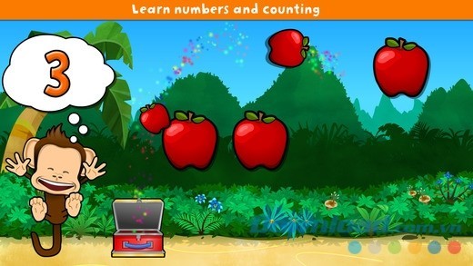 Monkey Preschool Lunchbox cho iOS đếm số táo khỉ con cần