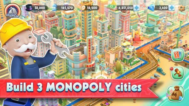 Xây dựng 3 thành phố MONOPOLY trong game MONOPOLY Tycoon