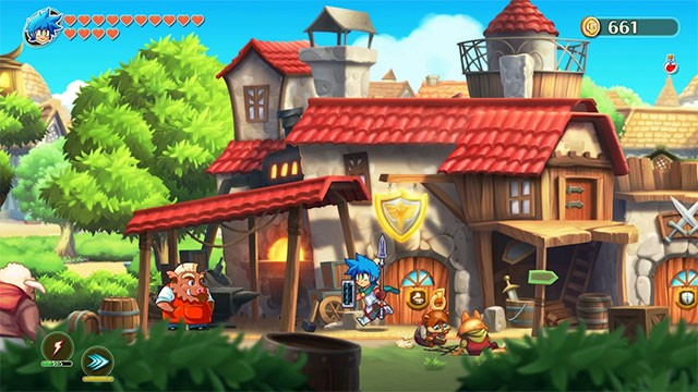 Game Monster Boy and the Cursed Kingdom sở hữu đồ họa vẽ tay nhiều màu sắc