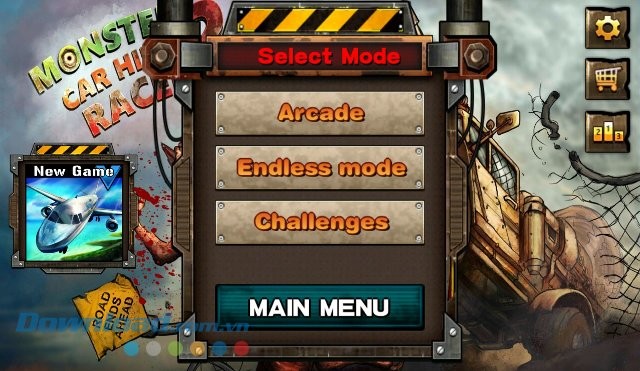 Các chế độ chơi trong game Monster Car Hill Racer 2