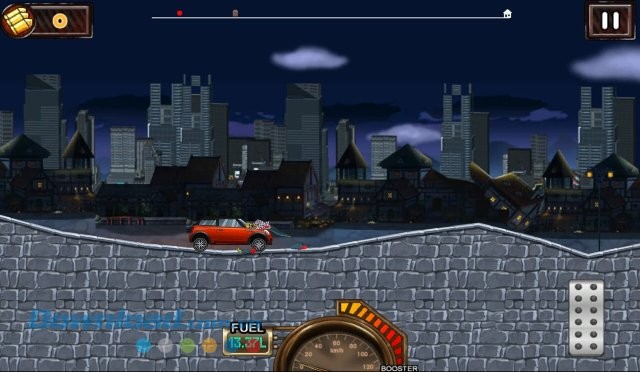 Giao diện màn chơi game Monster Car Hill Racer