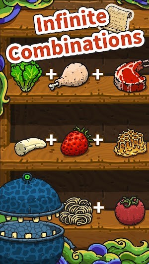 Kết hợp các nguyên liệu để tạo ra món ăn thơm ngon trong game Monster Chef