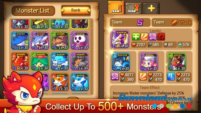 Hơn 500 quái vật trong Monster Squad for Android để thu phục