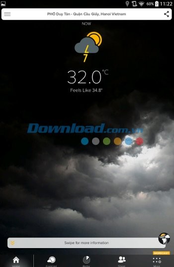Giao diện ứng dụng Morecast