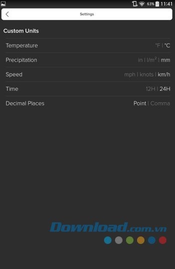 Các thiết lập chính của Morecast