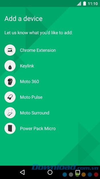 Thêm thiết bị để kết nối với Motorola Connect cho Android