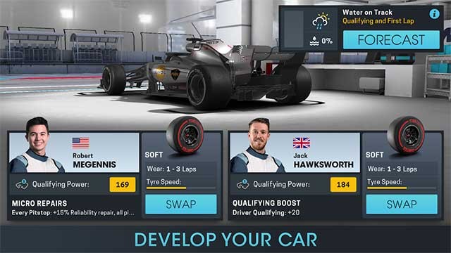 Phát triển và cải tạo xe đua của bạn trong Motorsport Manager Online for Android