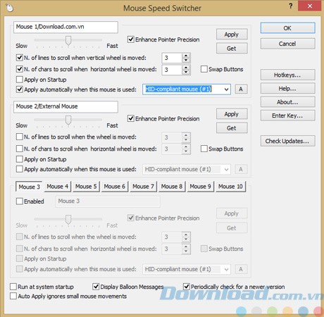 Giao diện của Mouse Speed Switcher