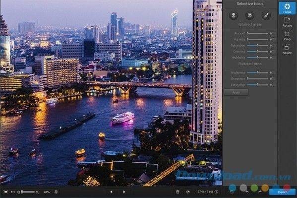 Giao diện phần mềm chỉnh sửa ảnh độc đáo Movavi Photo Focus cho Mac