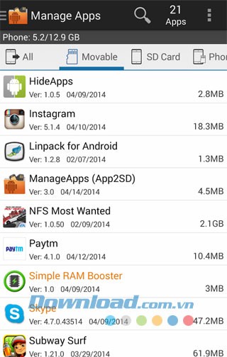 Move Appscho Android