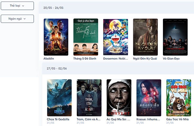 Danh sách phim chiếu rạp trên Moveek