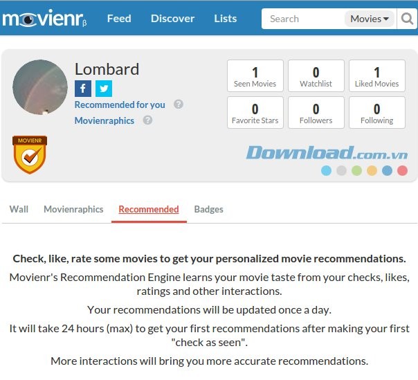 Tính năng đề xuất của Movienr