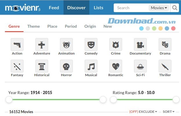 Tab Discover trong Movienr