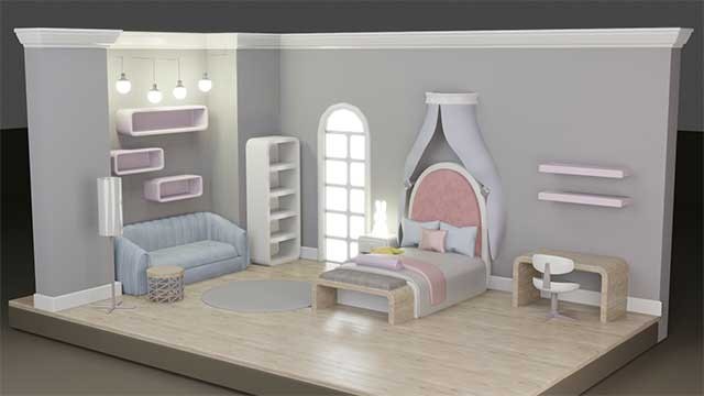 Căn phòng và đồ đạc trong game được thiết kế dễ thương như nhà búp bê