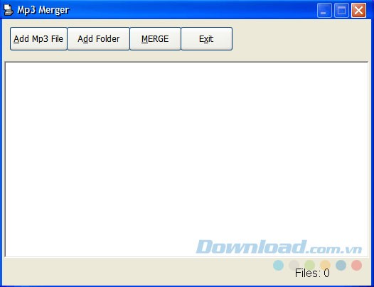 Giao diện đơn giản của MP3 Merger