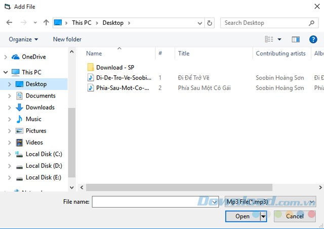 Duyệt file và nhập vào chương trình