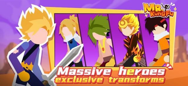 Game MR.KungFu có vô số anh hùng cho bạn lựa chọn với các kiểu biến đổi độc đáo