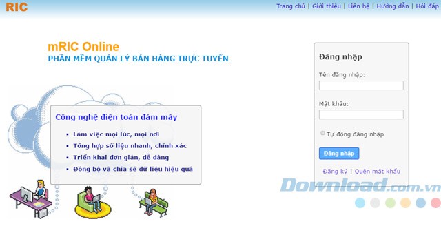 Giao diện đăng nhập MRic Online