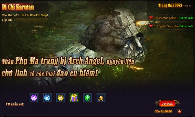 Thử thách Boss Evil Spirits Stone Golem trong Di chỉ Karutan