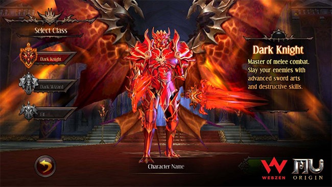 Chọn nhân vật chơi MU Origin 2