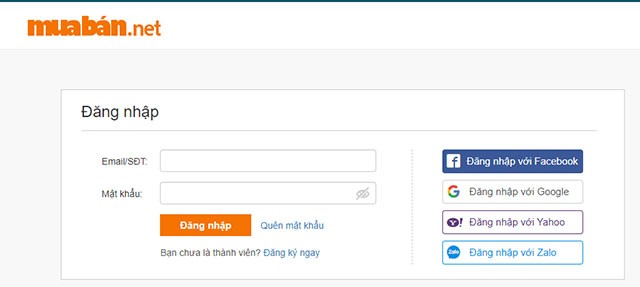 Đăng nhập trang Muaban.net