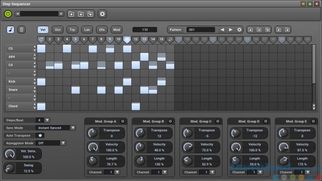 Step Sequencer trong MuLab