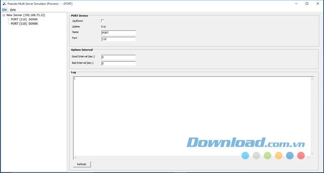 Tùy chỉnh một số thông tin về cổng bằng ứng dụng mô phỏng máy chủ Multi Server Simulator cho máy tính